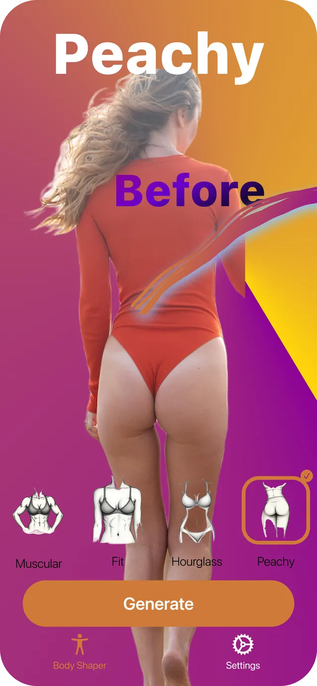 Woman from behind before the Peachy body shape edit in BodyBlend